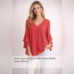 Women'sV-Neck Ruffle Sleeve Blouse